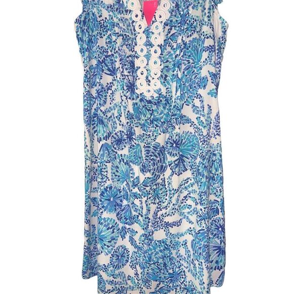 NWT Lilly Pulitzer Joan Tunic Dress in Turquoise Oasis Shell Me You Love Me XS - Picture 3 of 6